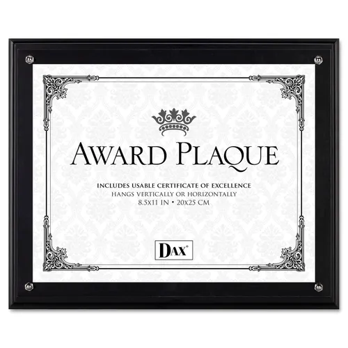 Award Plaque, Wood/Acrylic Frame, Up to 8.5 x 11, Black Questions & Answers